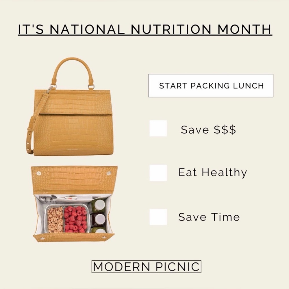 Modern Picnic Chic Marigold Crocodile-Embossed Lunch Tote/Crossbody Bag. NWT - Picture 6 of 6